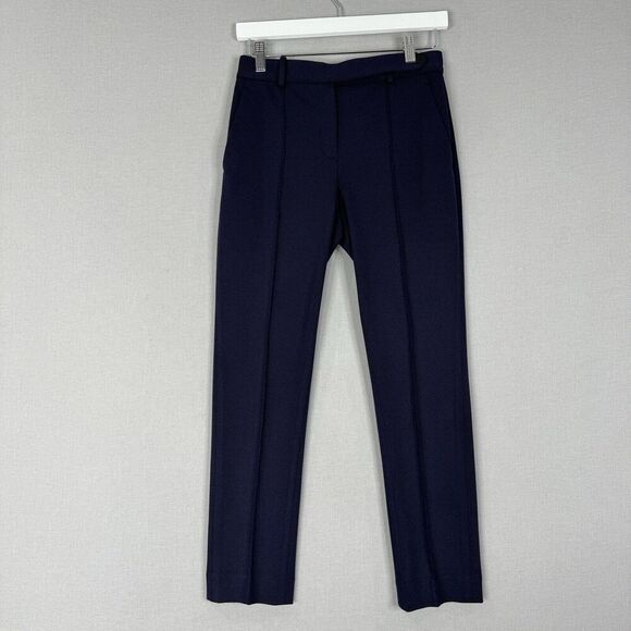Theory Womens Dress Pants 2 Blue Pintuck Twill Knit 2 Trouser Comfy Office Basic - Picture 1 of 13